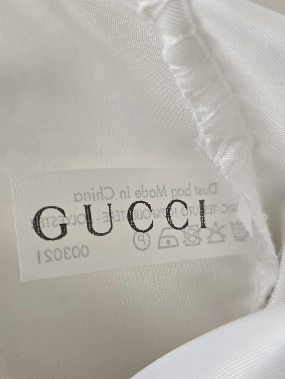Gucci Bone Sateen Dust Bag with Black Logo and Black Drawstring